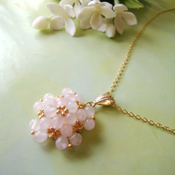 【送料無料】薄墨桜満開のネックレス～ローズクォーツ（天然石） 3枚目の画像