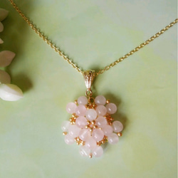 【送料無料】薄墨桜満開のネックレス～ローズクォーツ（天然石） 4枚目の画像