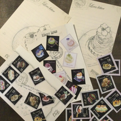 アンティーク チョークアートの切手風フレークシール　 1枚目の画像