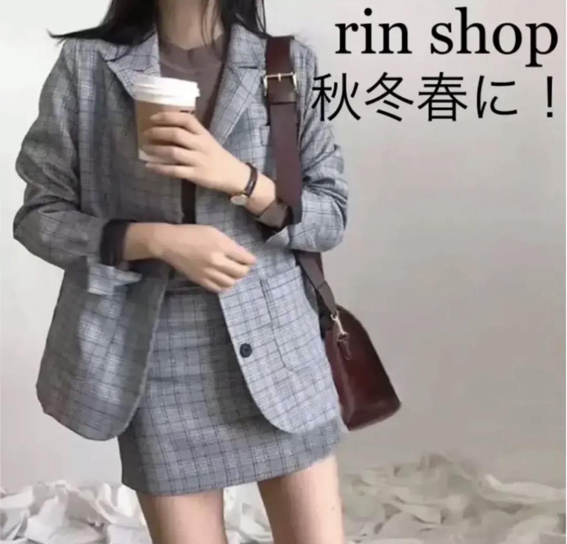 【新品】韓国 人気可愛い チェック セットアップ 上下 セット4 韓国ファッション チェックジャケットセットアップ 137 | 可愛い