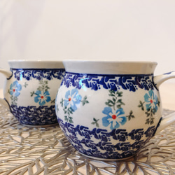 デザートカップ 2個セット 花柄 陶器　ポーリッシュポタリー　ポーランド食器 デザートカップ 2個セット 花柄 陶器 ポーリッシュポタリー