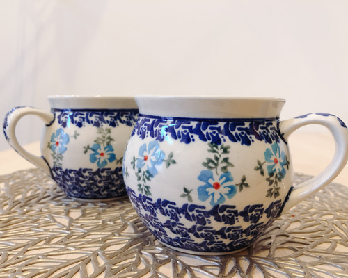 デザートカップ 2個セット 花柄 陶器 ポーリッシュポタリー