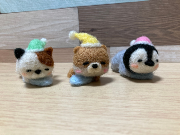 受注生産】おやすみあにまるマスコットB 羊毛フェルト nopiron
