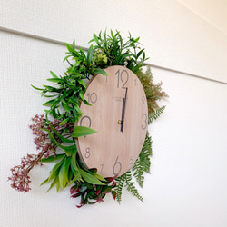 Crafb(クラフビー）｜アートフラワー＋壁掛け時計（アートリーフ（造花）＋木製壁掛け時計（電池付）） 3枚目の画像