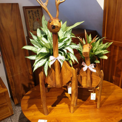 【吉迪市柚木家具】柚木 鹿造型花架 大 擺飾 裝飾 LT-043A 第3張的照片