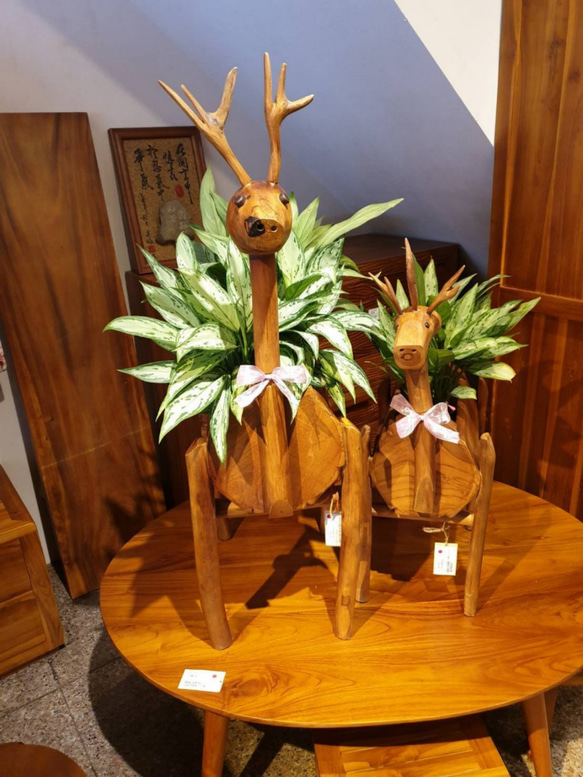 【吉迪市柚木家具】柚木 鹿造型花架 大 擺飾 裝飾 LT-043A 第3張的照片