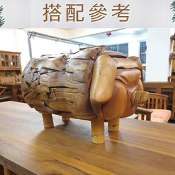 [ジディシティチーク家具]チークスプライシングモデル豚LT-072BA装飾動物ウッドアート製品エントランスポーチ装飾中庭 2枚目の画像