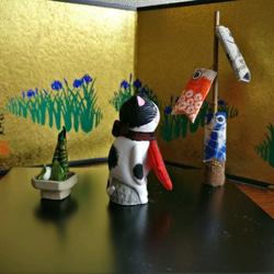 【送料無料】5月人形　猫の金太郎　端午の節句　こどもの日　鯉のぼり　親指サイズ置物　ラドール　 4枚目の画像
