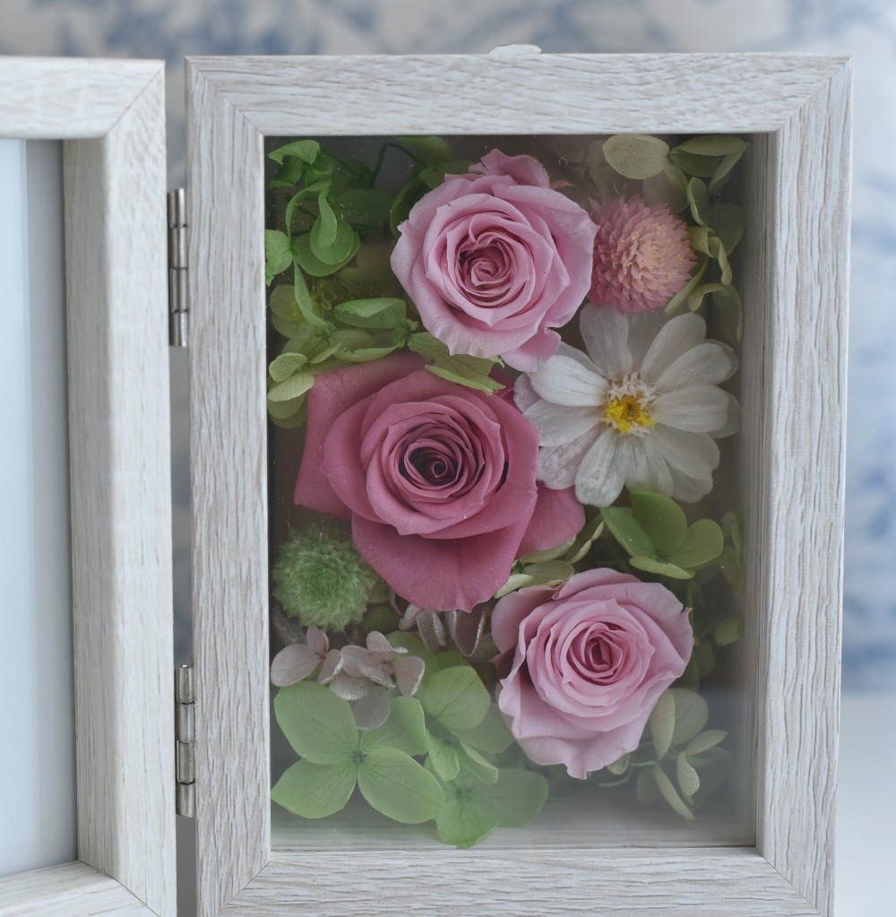 フォトフレーム/プリザーブドフラワー☆ピンク