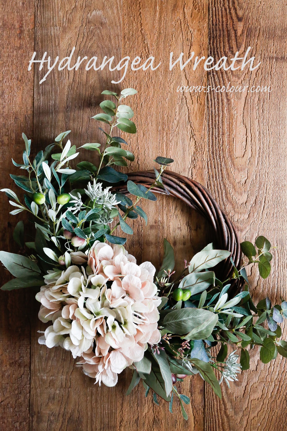 Creema 限定　紫陽花・オリーブ リース　ベージュ