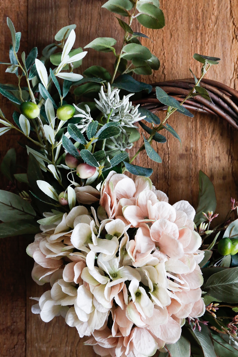 Creema 限定　紫陽花・オリーブ リース　ベージュ