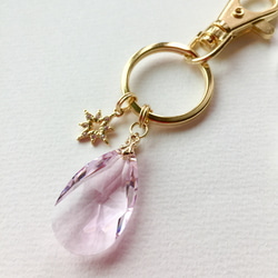 雪月花様•*¨*•.¸♬︎ハンドメイドスワロフスキーバッグチャーム 夢見るしずく＊ロザリン&星＊バッグチャーム・キーホルダー