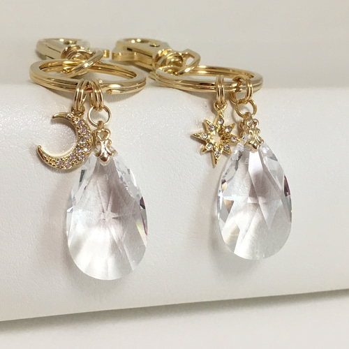 夢見るしずく＊クリア&星＊バッグチャーム・キーホルダー