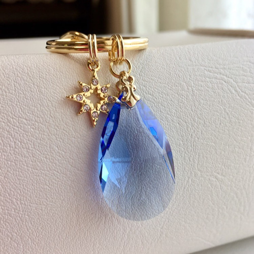 夢見るしずく＊ミディアムサファイア&星＊バッグチャーム