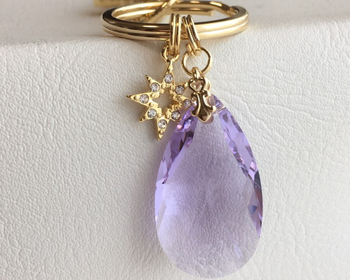 夢見るしずく＊バイオレット&星＊バッグチャーム・キーホルダー
