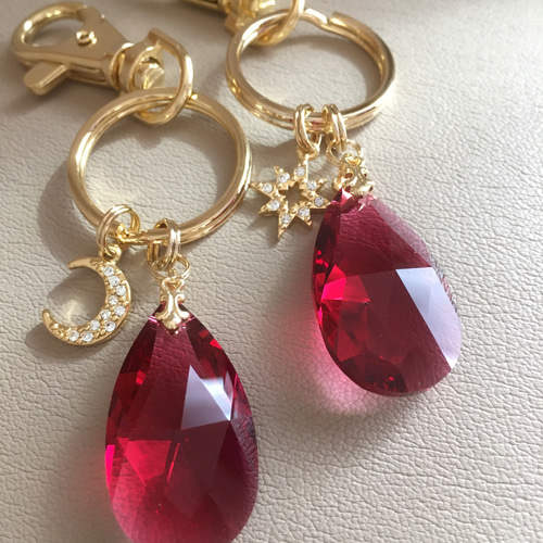 ラスト1点】夢見るしずく＊ボルドー&月＊バッグチャーム・キーホルダー