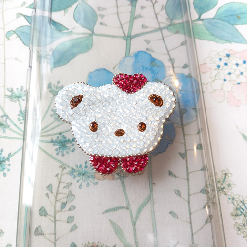 スワロフスキー グルーデコ 白くまちゃんブローチ女の子 ブローチ
