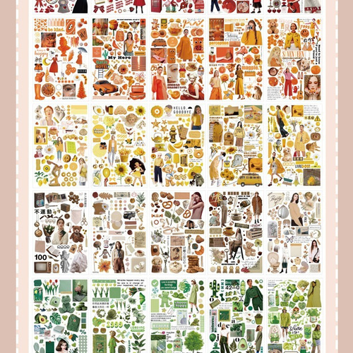 在庫処分 海外シール シールブック 大判シール レトロ インスタ