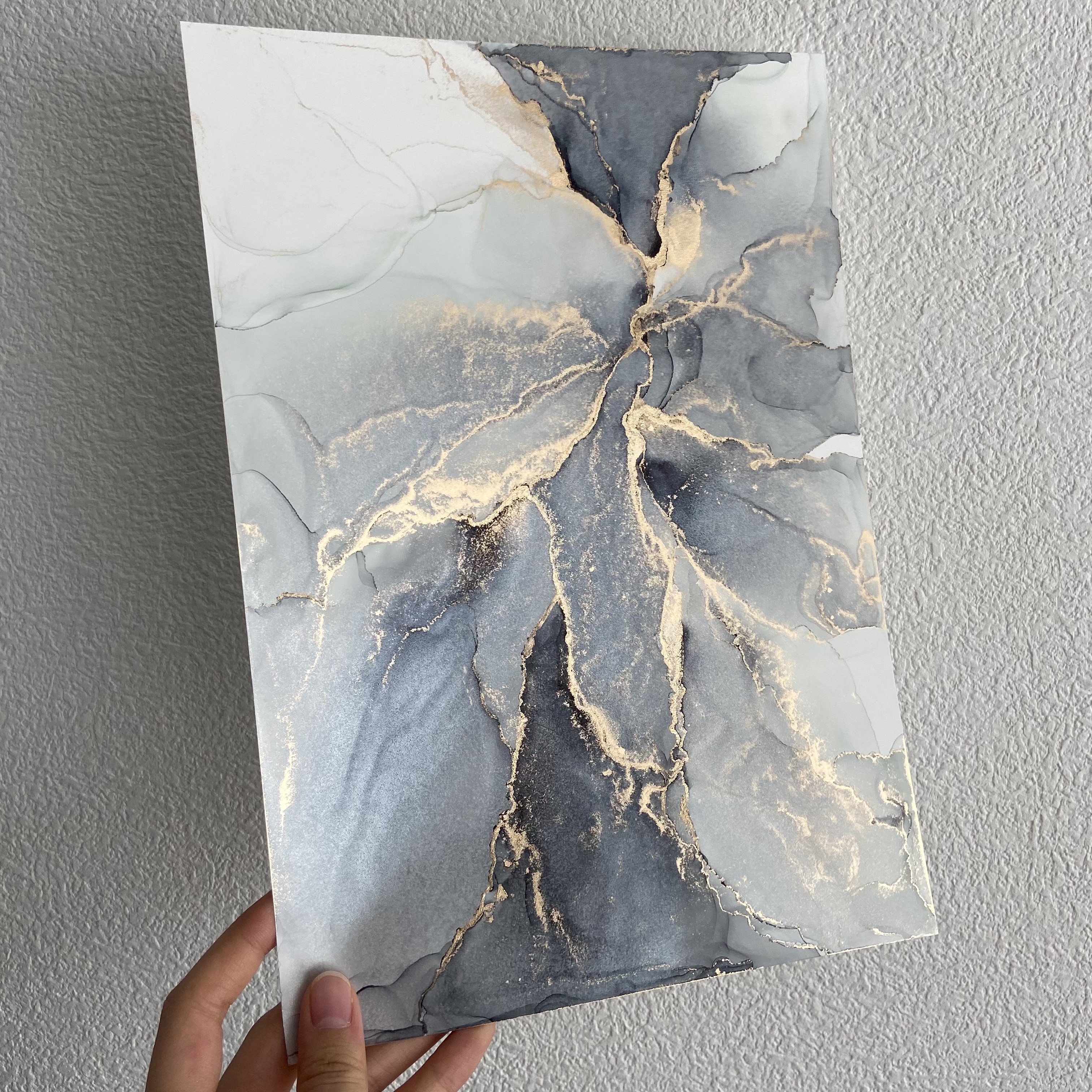 アルコールインクアートアクリル時計 ブラウン大理石柄 アルコールインクアートアクリル時計 ブラウン大理石柄