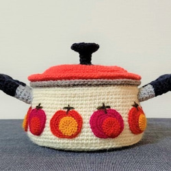 編み物・毛糸雑貨　昭和レトロホーロー鍋　（置物、小物入れ） 1枚目の画像