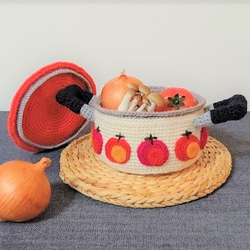 編み物・毛糸雑貨　昭和レトロホーロー鍋　（置物、小物入れ） 6枚目の画像