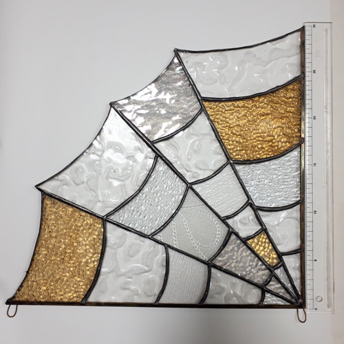 ハロウィンの壁掛けステンドグラスパネル 蜘蛛の巣 タペストリー