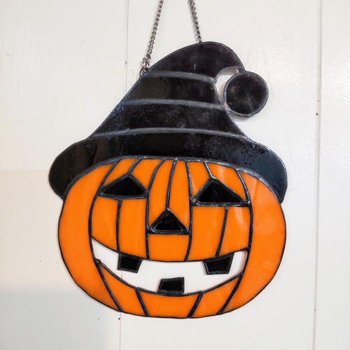 ステンドグラス　ハロウィンのパネル 壁掛けステンドグラスパネル ハロウィンのカボチャ タペストリー