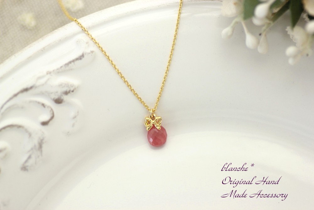 インカローズのリボンネックレス＊14KGＦ