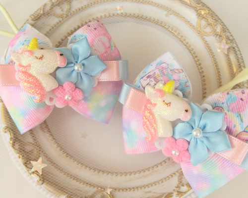 ✨新作✨ゆめかわ♥️ユニコーンリボンヘアゴム 雑貨・その他