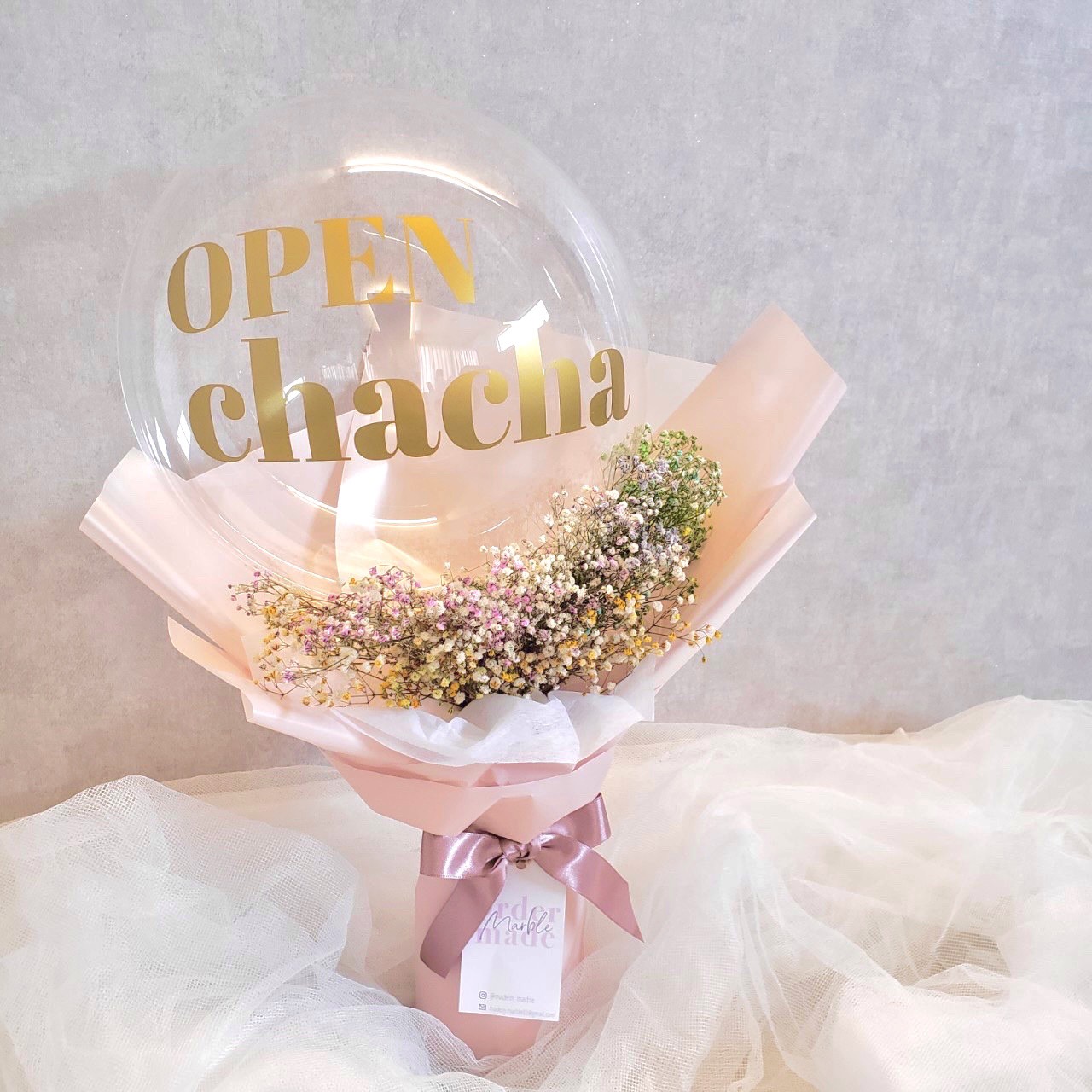 送料無料 バルーンブーケ かすみ草