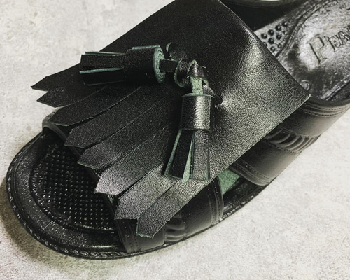 本革 便所サンダル ヌメ革 タッセル付き サンダル レザーワークス  