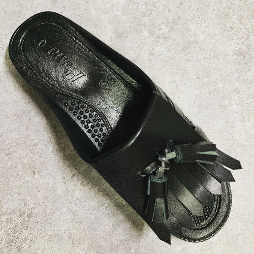 本革 便所サンダル ヌメ革 タッセル付き サンダル レザーワークス  