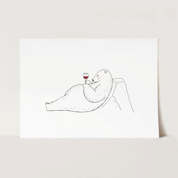 恋するシロクマ（ワイン） Polar Bear in Love【アートプリント】 2枚目の画像