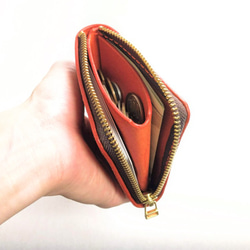【在庫処分SALE】 厚い革1枚のL字ファスナー財布 【アラスカレザー オレンジ】 【送料無料】 2枚目の画像