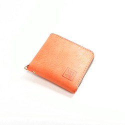 【在庫処分SALE】 厚い革1枚のL字ファスナー財布 【アラスカレザー オレンジ】 【送料無料】 4枚目の画像