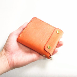 【在庫処分SALE】 厚い革1枚のL字ファスナー財布 【アラスカレザー オレンジ】 【送料無料】 5枚目の画像