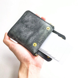 【在庫処分SALE】 厚い革1枚のL字ファスナー財布 【アラスカレザー ブラック】 【送料無料】 4枚目の画像