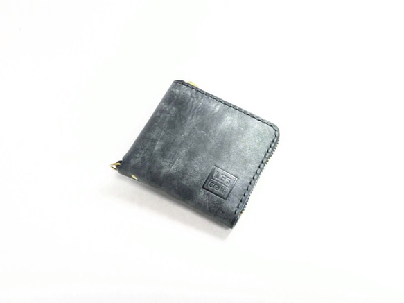 【在庫処分SALE】 厚い革1枚のL字ファスナー財布 【アラスカレザー ブラック】 【送料無料】 5枚目の画像