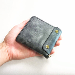 【在庫処分SALE】 厚い革1枚のL字ファスナー財布 【アラスカレザー ブラック】 【送料無料】 6枚目の画像