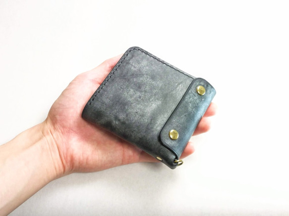 【在庫処分SALE】 厚い革1枚のL字ファスナー財布 【アラスカレザー ブラック】 【送料無料】 6枚目の画像