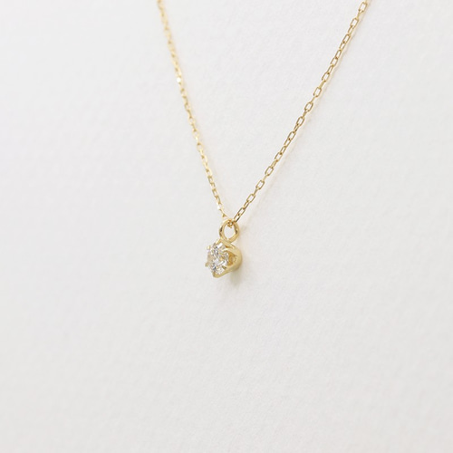 ハート&キューピッド H&C K18 一粒天然ダイヤモンド ネックレス 0.10 