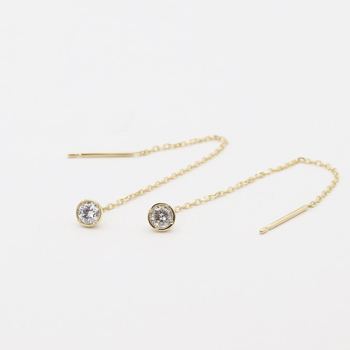 4℃ ロングチェーンピアス クリスタル ロングチェーン ピアス Crystal Longchain Pierce