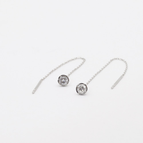 K18 ロングチェーンピアス 4点留め 0.20ct アメリカンピアス 天然