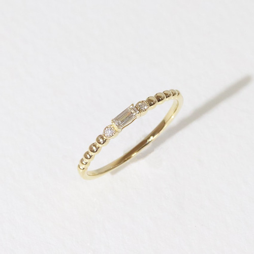K10 バゲットカット 天然ダイヤモンド リング 0.08ct 指輪・リング 