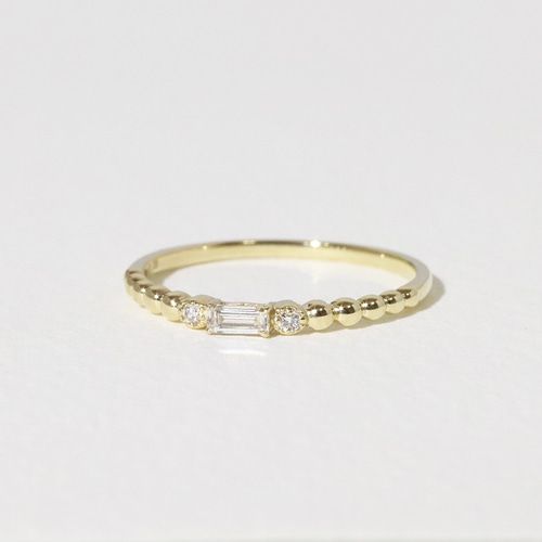 K10 バゲットカット 天然ダイヤモンド リング 0.08ct 指輪
