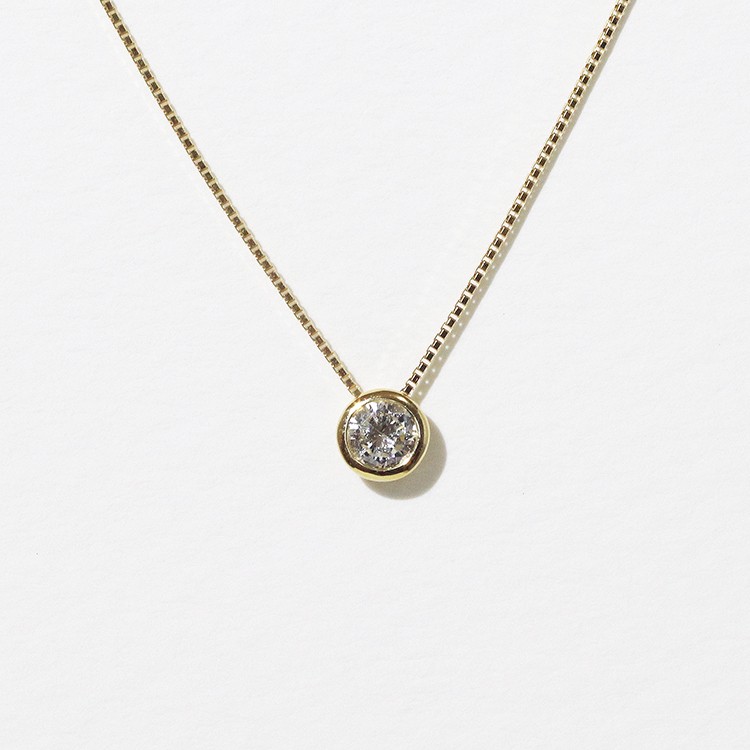 K18 覆輪 天然ダイヤモンド ネックレス ペンダント 0.20ct