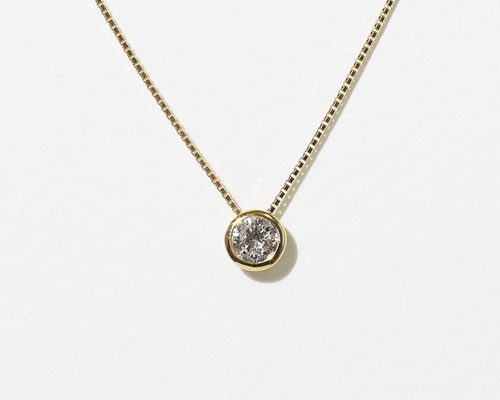 K18YG 天然ダイヤモンド0.08ct 覆輪留めネックレス アクセサリー