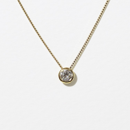 K18 覆輪 天然ダイヤモンド ネックレス ペンダント 0.20ct ネックレス 