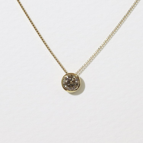 K18 覆輪 天然ブラウンダイヤモンド ネックレス ペンダント 0.38ct