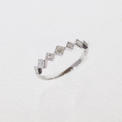 k10wg ミル 天然ダイヤモンドリング ひし形 スクエア 0.20 指輪 1枚目の画像